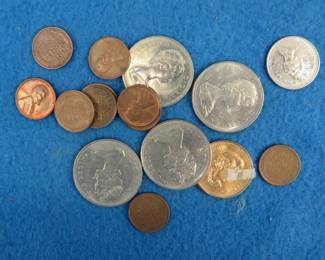 Lot 126. $ 5.26 face value Canadian coins and 10 wheat pennies
