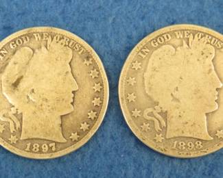 Lot 122. 1897 P and 1898 P Barber Head half dollars