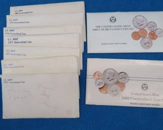 Lot 206. Nine US Mint Uncirculated coin sets. Dates as pictured.