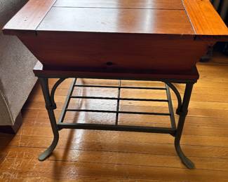 Rustic Iron & Wood Side Table/Lift top Storage