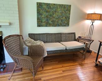 Three Seat Patio/Outdoor Sofa, Rattan Chair & Side Table