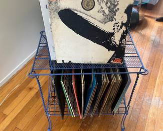 Blue Turntable Table & Albums
