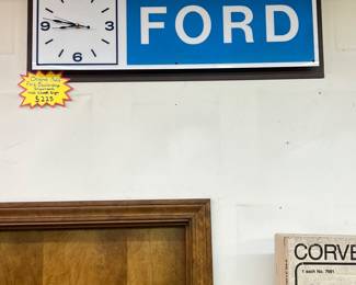 Vintage Late 1960s Ford Dealership Showroom Wall Clock Sign