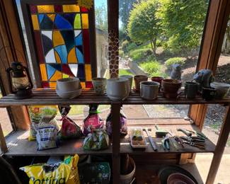 Stain Glass Window Pain, Pots, Soil
