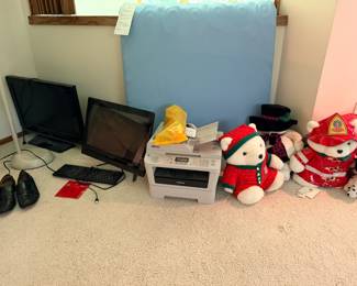 TV, Computer Monitor, Brother Printer, twin size mattress topper Daytons santa bears