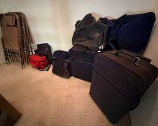 Vintage Folding Chairs, suitcases