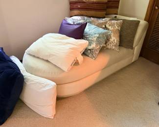 Chaise lounge, throw pillows