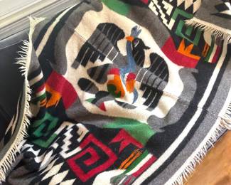 Hand-woven Zapotec "Thunderbird" Oaxacan wool blanket/throw/rug