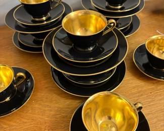 Porsgrund black and 24kt demitasse set/Norway