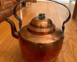 Large antique copper kettle