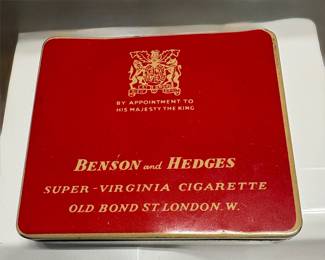 Old metal Benson and Hedges cigarette box