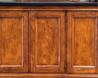 Henredon slate-topped cabinet buffet w/drawers and shelves