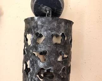 Large 1970s Brutalist hanging pendant light fixture (not wall-mount)