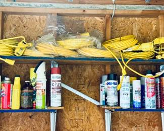 Assorted power cords spray paints in solvent.