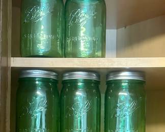 Vintage Green Mason jars
