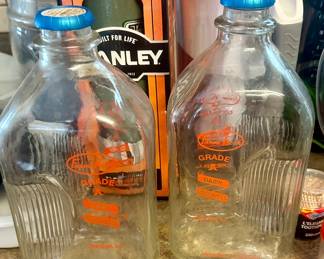 Vintage Glass Milk Bottles w/caps
