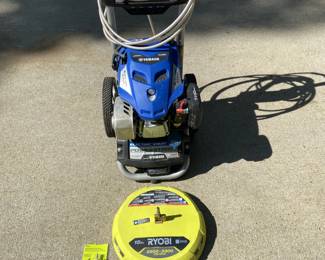 Yamaha 3100 PSI power washer. New hose, RYOBI scrubber and lots of new spray nozzles.