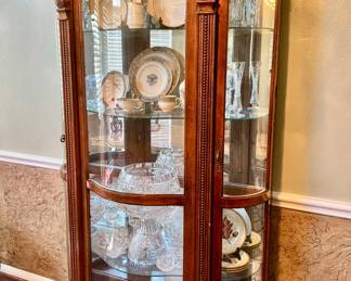Pulaski empire style Cherrywood, large boat, glass curio display cabinet
