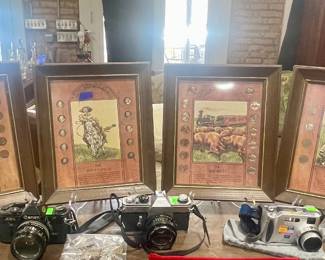 FRAMED THE AMERICAN INDIAN COINS, THE PONY EXPRESS COINS, THE WAY WEST COINS, & THE FORTY NINERS COINS