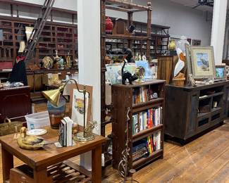 ACCENT TABLES, BOOK SHELVES