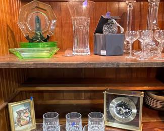 URANIUM GLASS, CRYSTAL BARWARE, WATERFORD, BACCARAT
