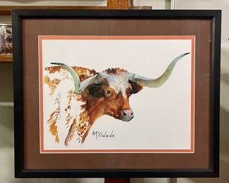 LONGHORN WATERCOLOR BY K MCELWAINE