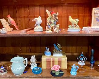 BIRD FIGURINES AND BOOKS