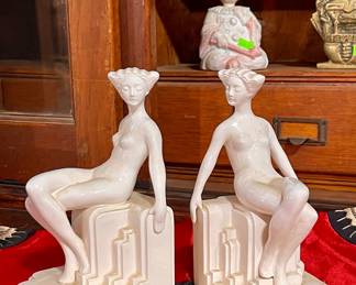ART DECO VINTAGE FITZ & FLOYD NUDIE BOOKENDS