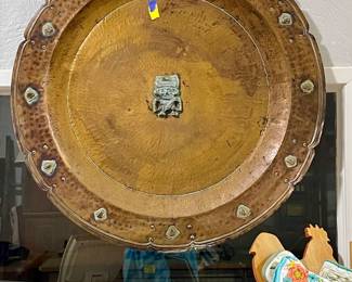 HUGE HAMMERED BRASS INCA WALL DECOR