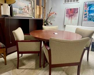 OFFICE FURNITURE-ROUND TABLE WITH UPHOLSTERED CHAIR