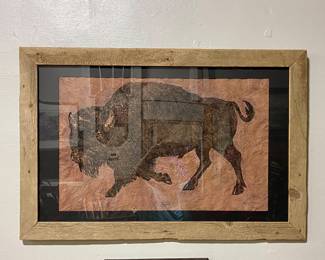 FRAMED BUFFALO ART BY HARRIET GREENE