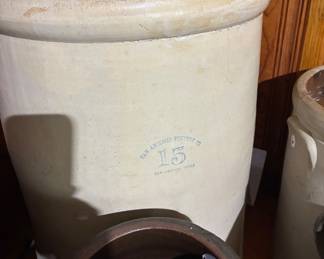The family has put their owns prices on the pottery in this photo and they are firm prices so this piece will not be discounted