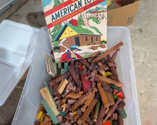 Bin full of Lincoln and American Logs