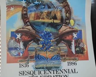 1986 Texas Sesquicentennial Celebration Poster by Bill Hall