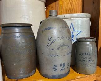 The family has put their owns prices on the pottery in this photo and they are firm prices so these pieces will not be discounted