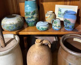 The family has put their owns prices on the pottery in this photo and they are firm prices so these pieces will not be discounted