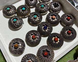 Sterling silver turquoise and coral button covers