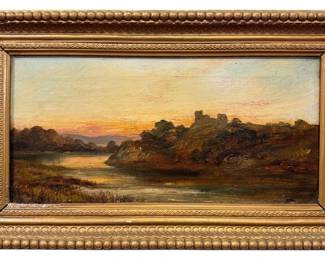19th C. Sunset River Landscape Oil Painting, Attr. JOSEPH HORLOR