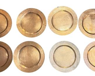 Set of 8 Arts and Crafts Hammered Copper Chargers