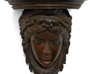 High Victorian Figural Woman's Face Wall Shelf 
