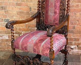 French Renaissance Revival Carved Throne Chair