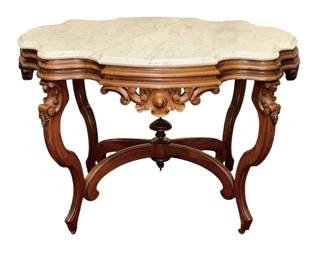 Antique Eastlake Victorian Marble Top Parlor Table