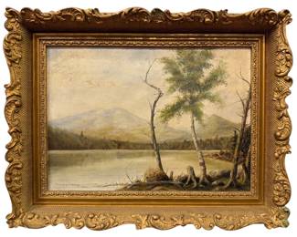 Late 19th C. BALDWIN COOLIDGE (American, 1845-1928) Lakefront Oil Painting