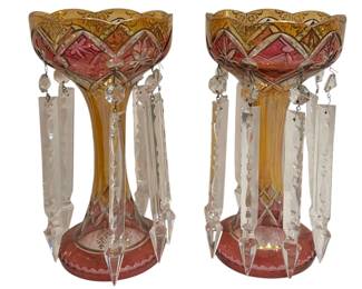 A Pair of Victorian Bohemian Glass Lusters