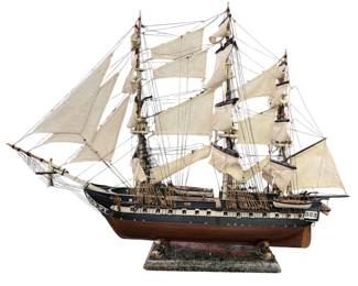Vintage Sailing Ship Model on Marble Base