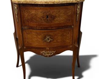19th C. French Louis XV Marquetry Commode / Nightstand