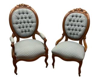 Late 19th C. Victorian Companion Parlor Chairs