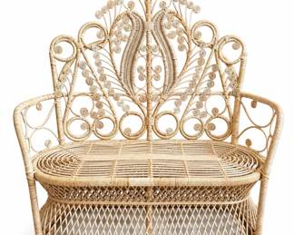 Ornate Wicker Peacock Loveseat
