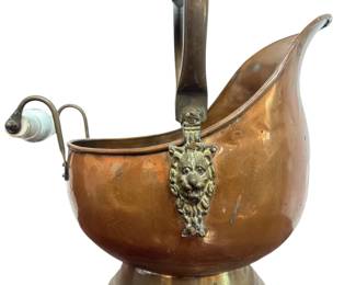 Antique French Copper Coal Scuttle