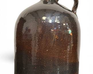 Antique Brown Glaze Stoneware Whiskey Jug Crock